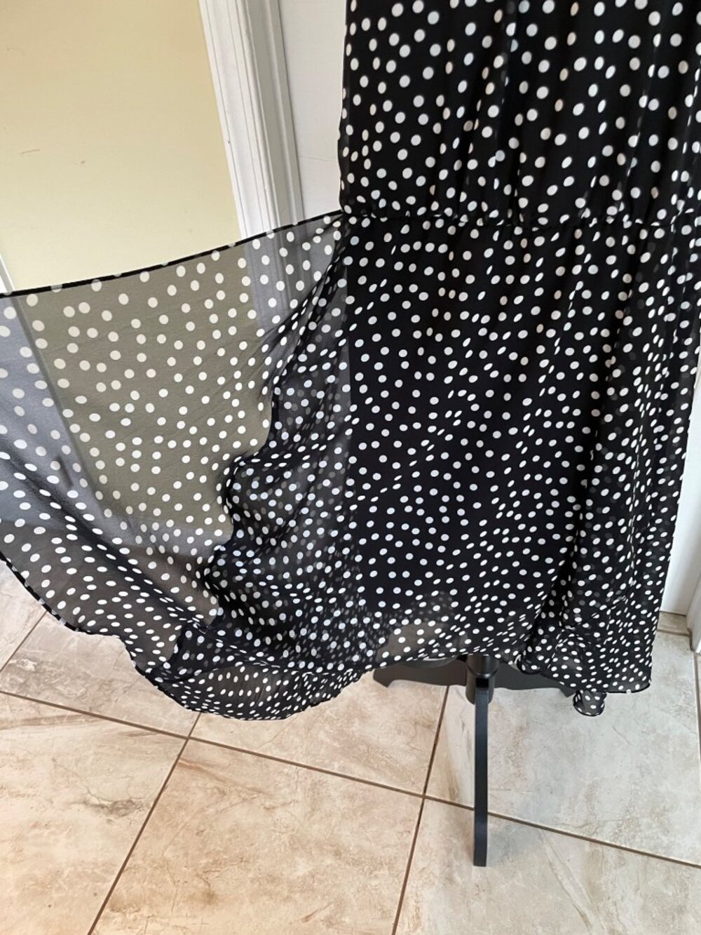 White House Black Market Black White Polka-dots Halter Sleeveless High Low 12 - Picture 8 of 14
